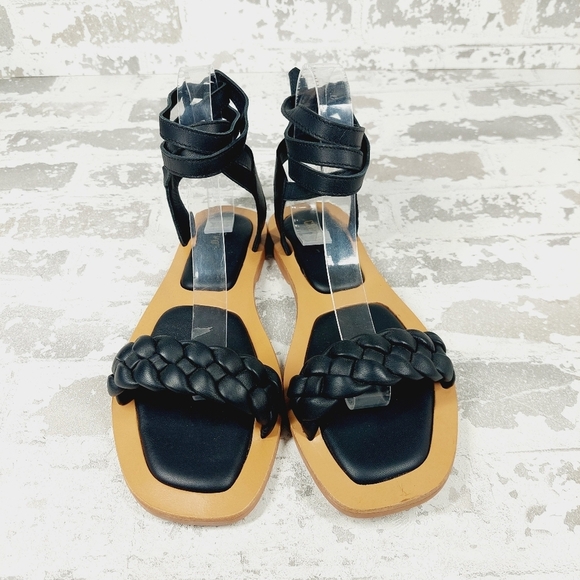 New Crevo, Alma Black Braided Strap Bohemian Leather Sandals F691 - Picture 3 of 11